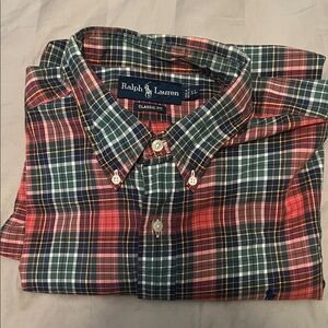 Ralph Lauren Men's Plaid Shirt - Red, Green, and Blue